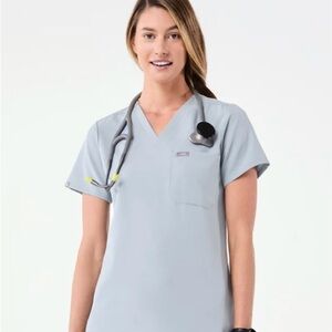 Figs Women's Dusty Gray Scrub Top S